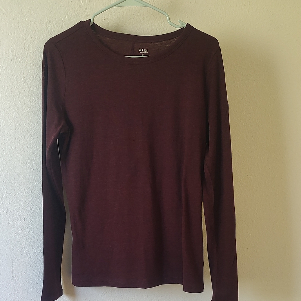 ana Maroon Long sleeve Crewneck Shirt